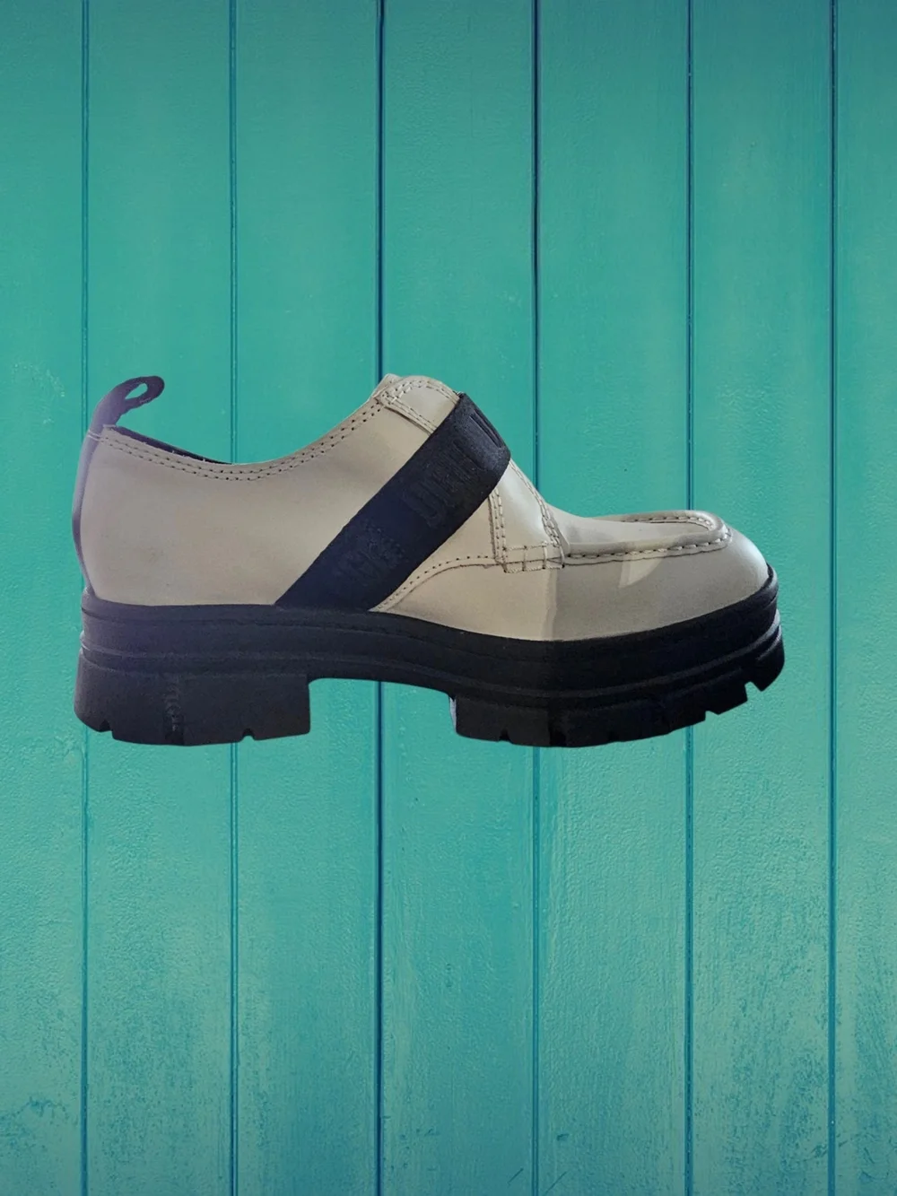 UGG White and Black Uug Sole Mary Jane Loafers
